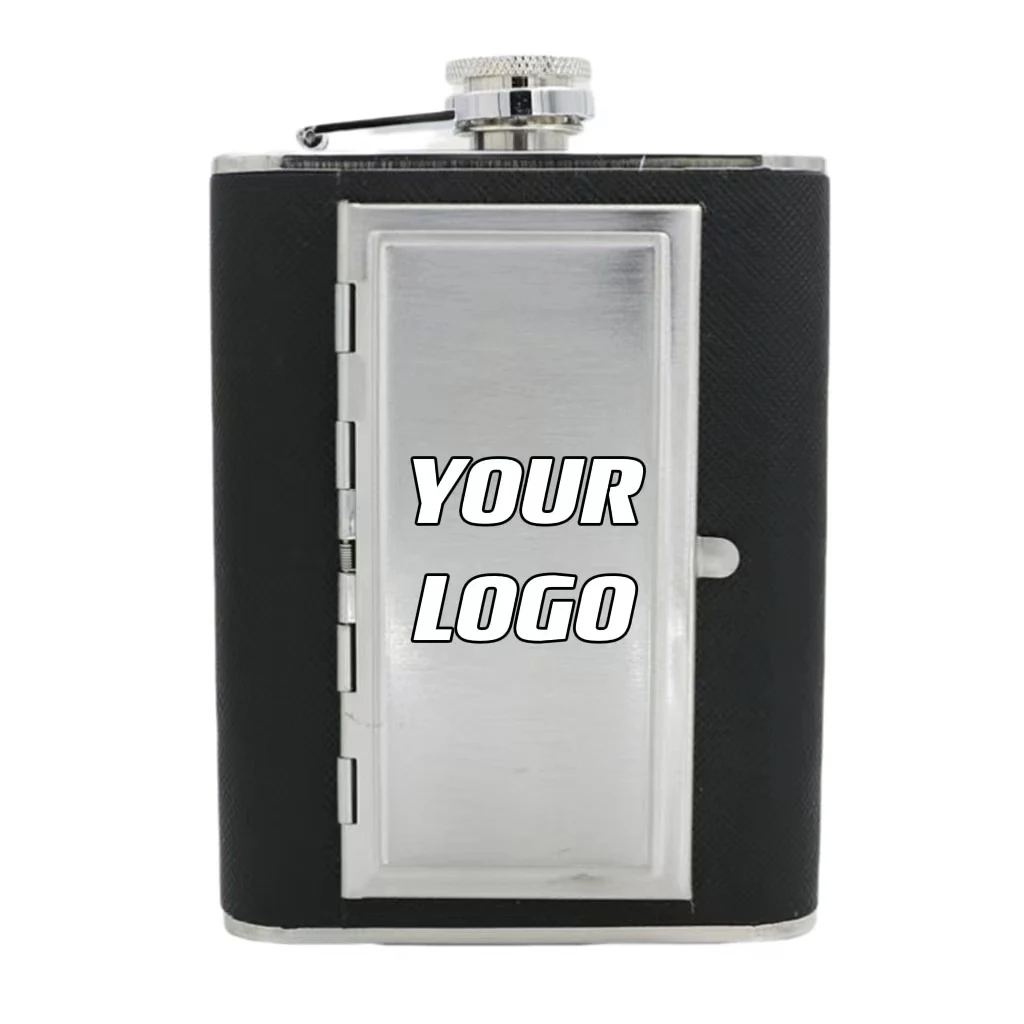 5 / 6 oz Stainless Steel Liquor Flask With Cigarette Case 1