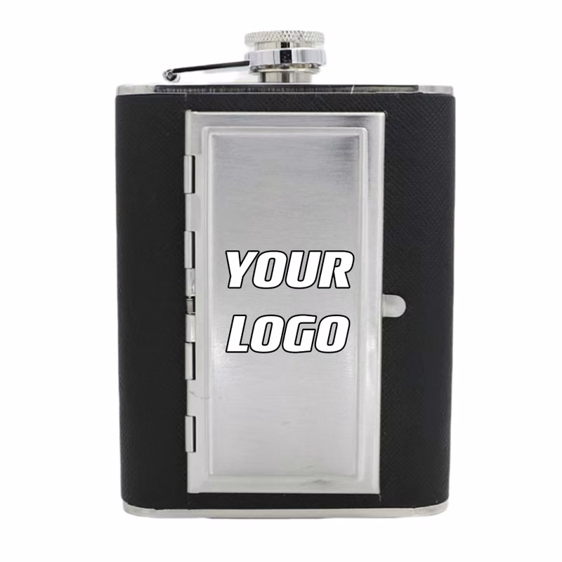 5 / 6 oz Stainless Steel Liquor Flask With Cigarette Case