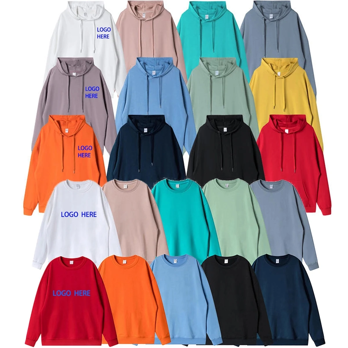 Crewneck Sweatshirt Pullover Hoodie, custom hoodie or sweatshirt with logo imprint 1