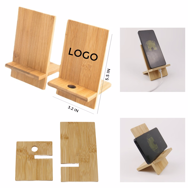 MOQ 10 PCS Bamboo Portable Cell Phone Holder