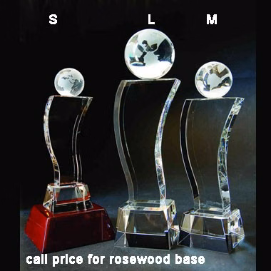 Crystal Globe Trophy (optional: Rosewood Base)