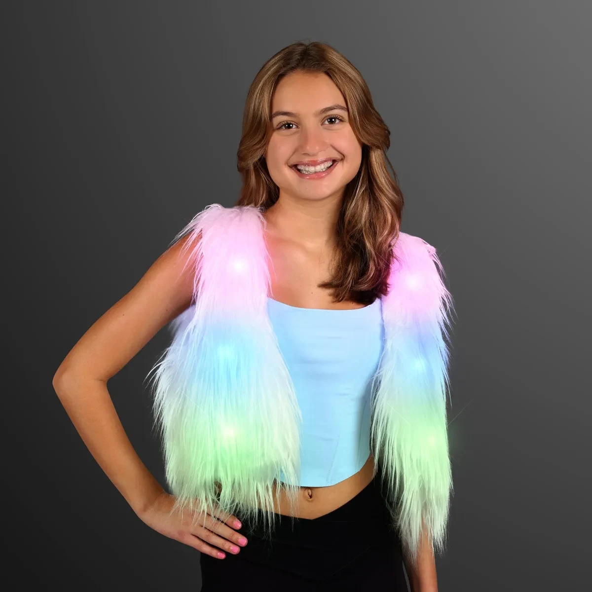 Small Faux Fur Vest LED Festival Fashion 1