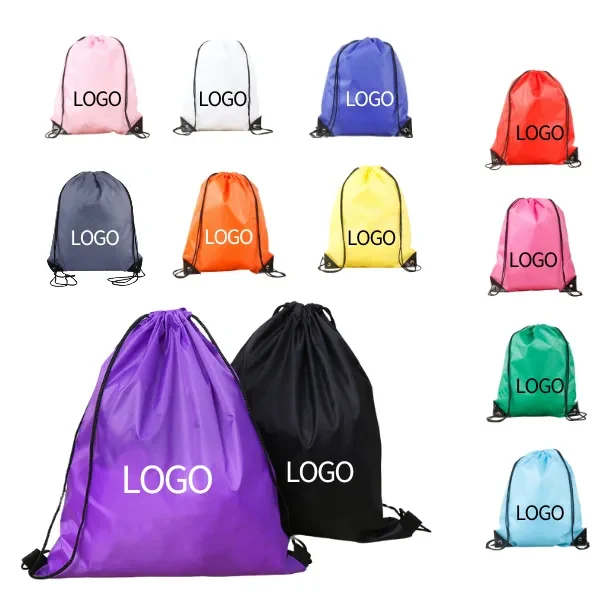 Dual-Shoulder Drawstring Polyester Water-Resistant Backpack 1