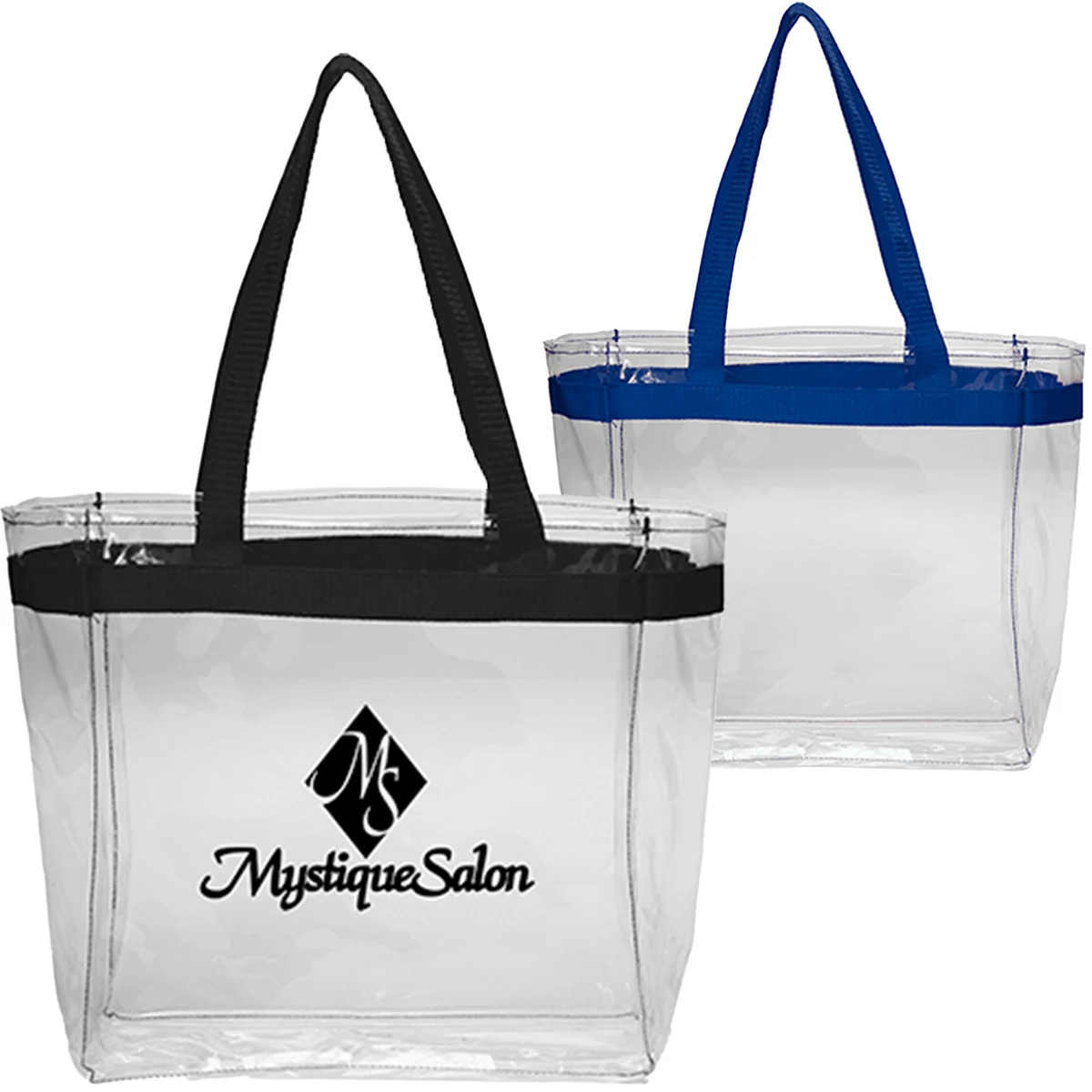 Clear Plastic Tote Bag w/ Colored Handles 1