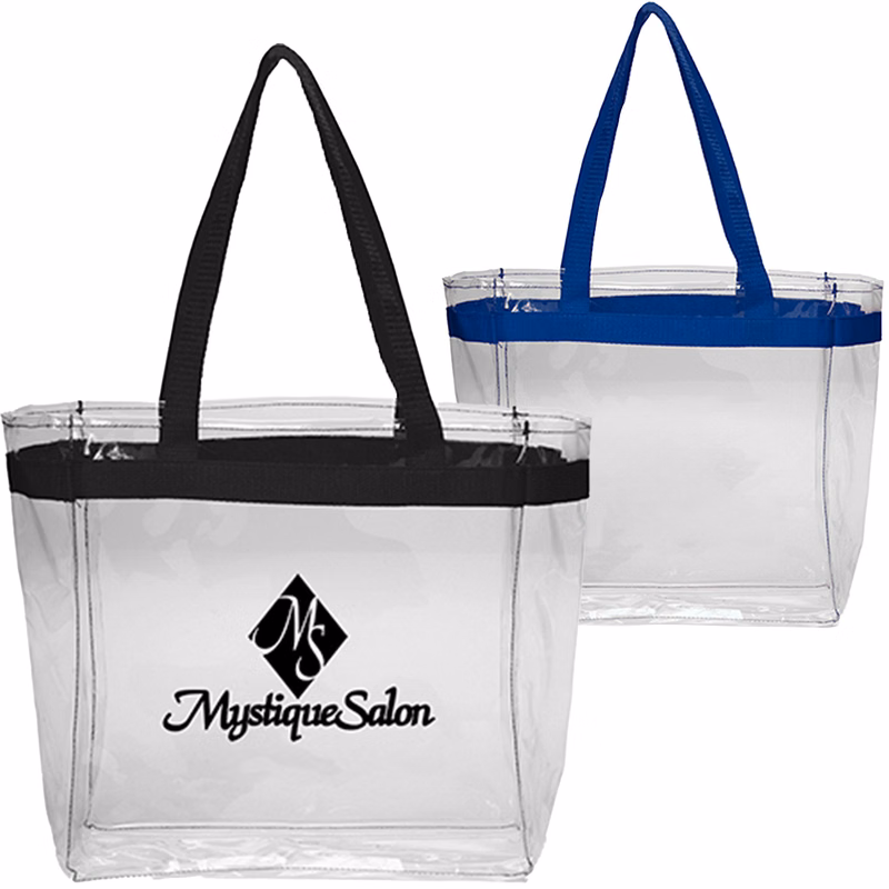 Clear Plastic Tote Bag w/ Colored Handles