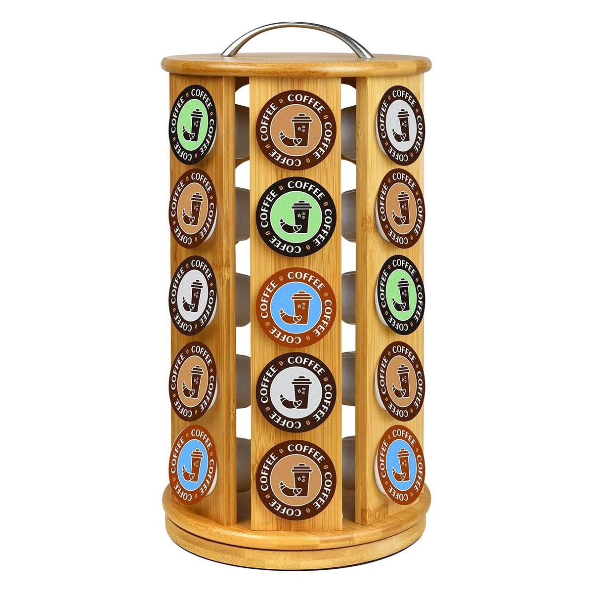 35 K-Cup Bamboo Coffee Pod Carousel Organizer 1