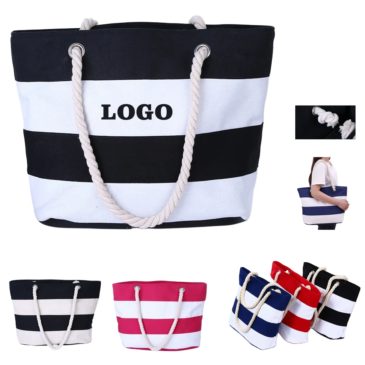 Canvas Aesthetic Liberty Large Boater Tote Bags 1