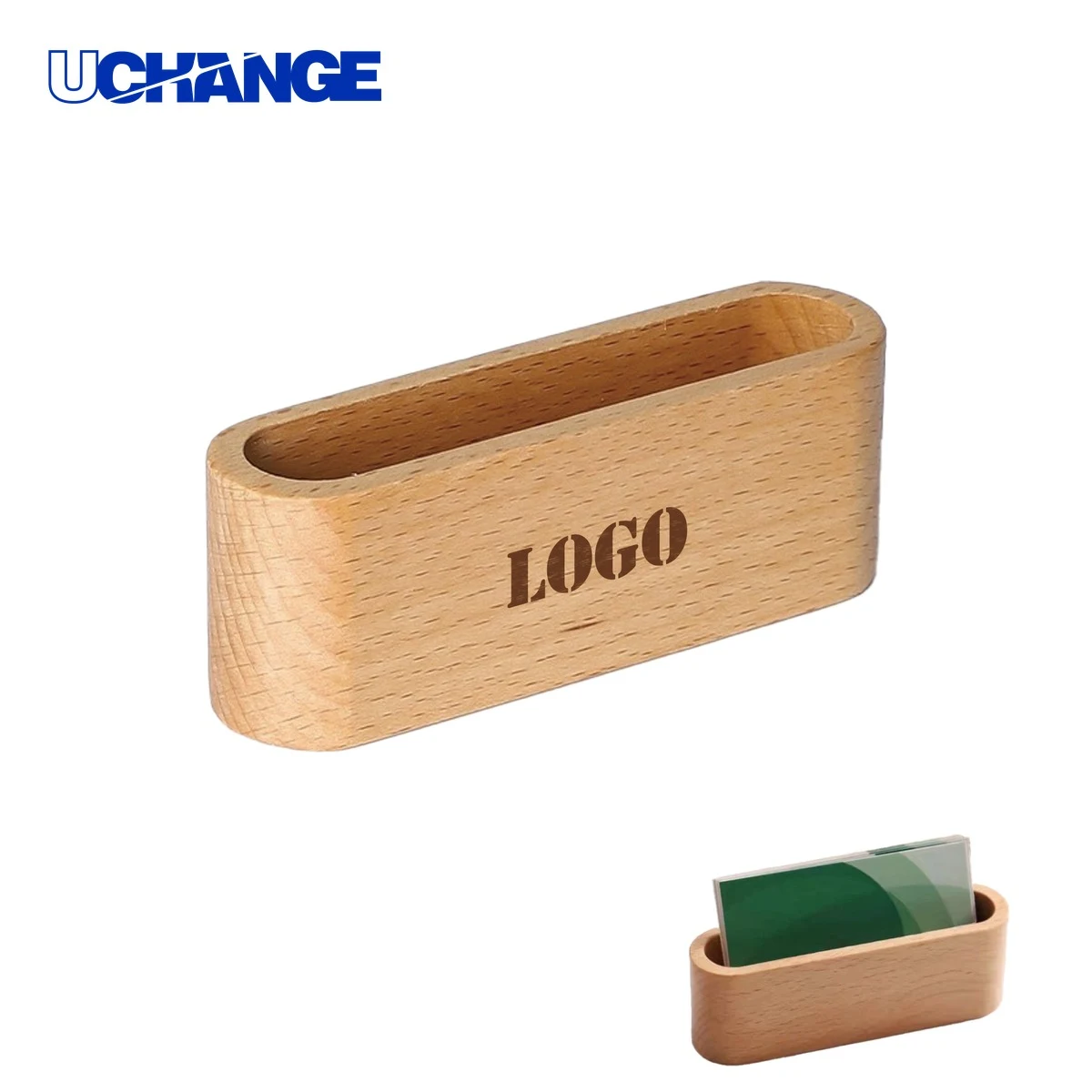 Wood Desktop Business Card Display Box 1
