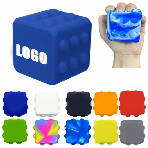 Custom Silicone 2.25 inch Push Pop Cube Stress Reliever — Trade Show Fidget Giveaway