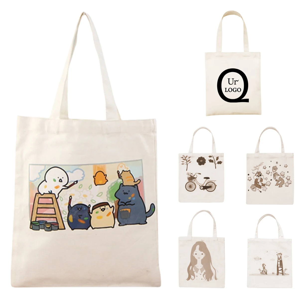 Portable Canvas Shopping Bag, custom tote bag with logo imprint 1
