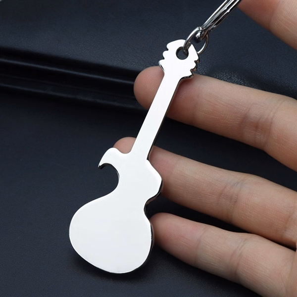 Custom Guitar-Shaped Bottle Opener Keychain — Functional Music & Beverage Promo Gift