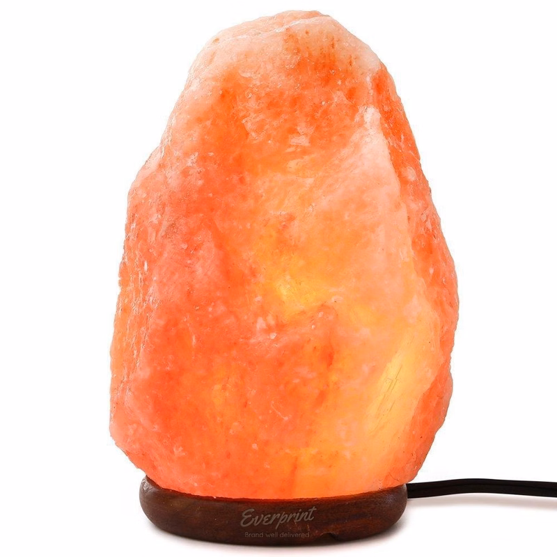 Himalayan Hand Carved Crystal Salt Lamp with Wood Base