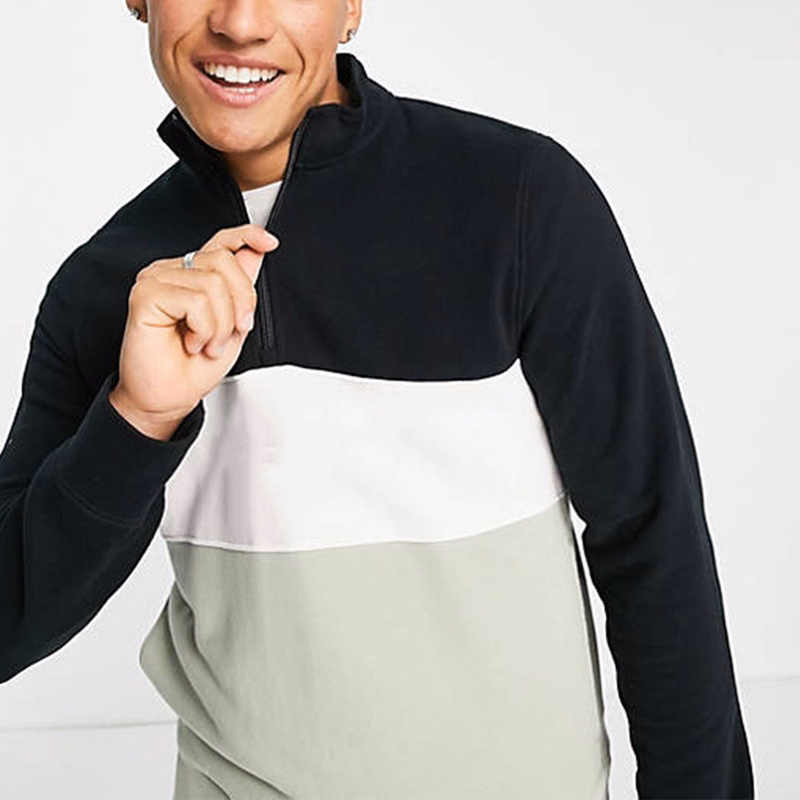 Three Color Patchwork Pure Cotton Sports And Leisure Hoodie