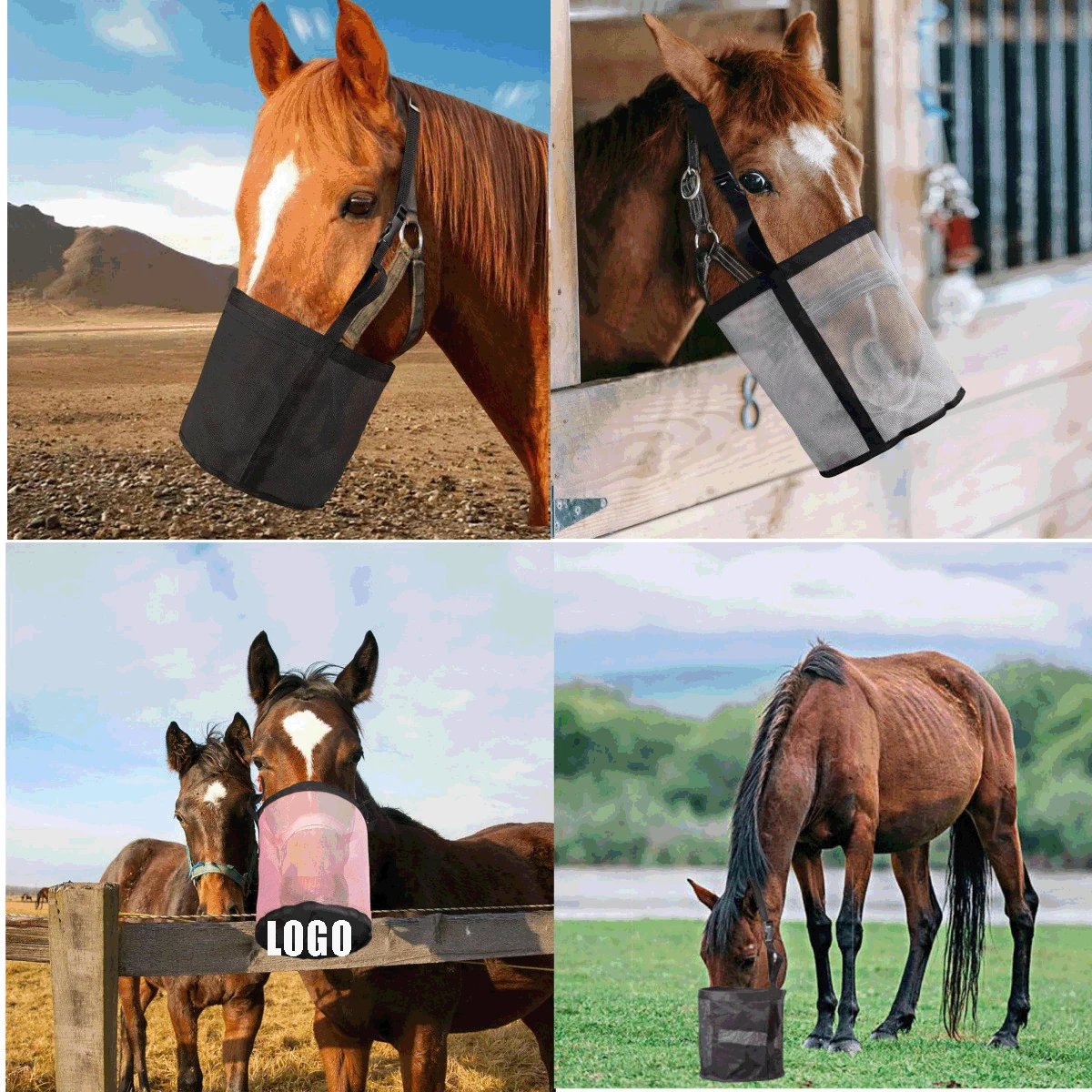 Horse Feed Bags for Grain / Horse Feed Bucket with Adjustable Strap 1