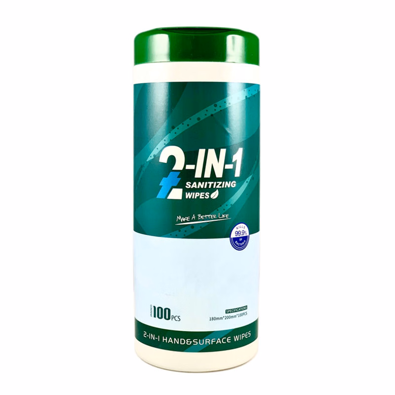 2 in 1 Hand & Surface Sanitizing Wipes - 100 Wipes