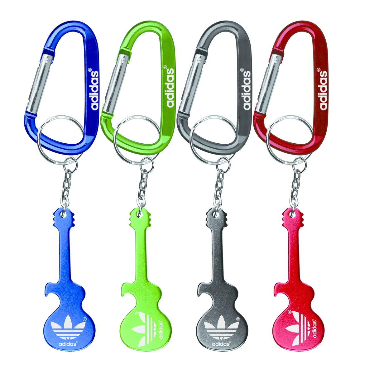 Guitar Shaped Aluminum Bottle Opener with Key Chain & Carabiner 1