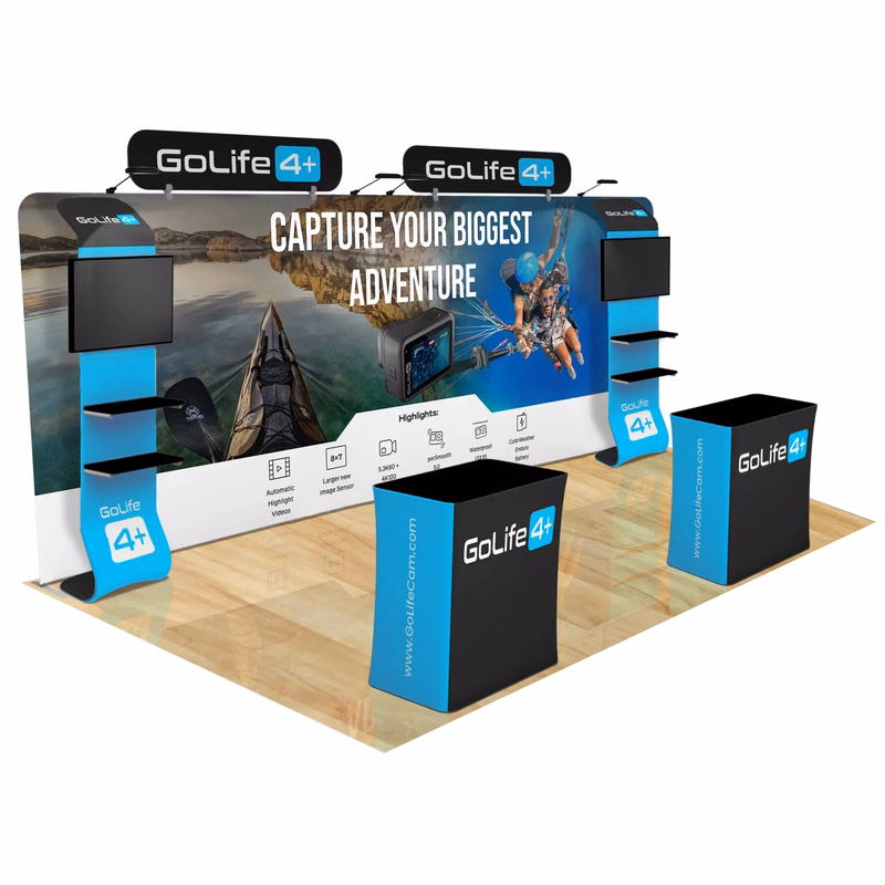 20ft Fastzip™ Waterfall Shelving Trade Show Booth Package