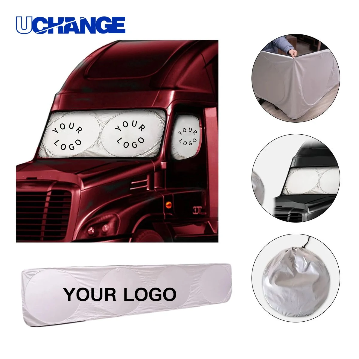 Reflective Truck Sunshade 165.4x35.9 for Windshield Use 1