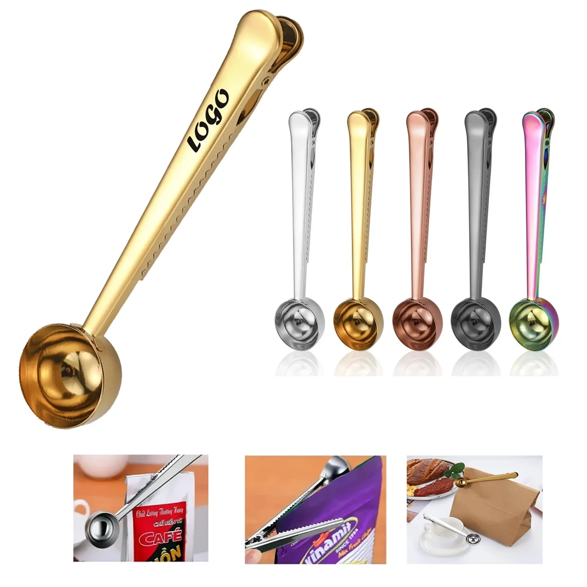 Stainless Steel 2-in-1 Coffee Scoop Clip 1