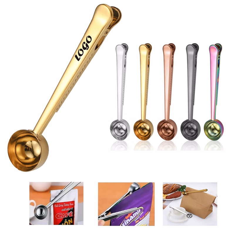 Stainless Steel 2-in-1 Coffee Scoop Clip