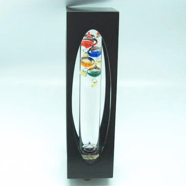 11" Galileo Thermometer mounted in wood stand