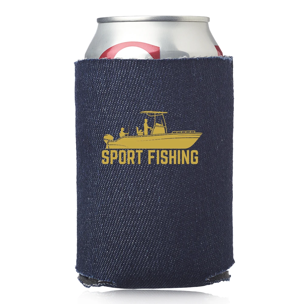 Blue Jean Foam Can Cooler Holder, custom koozie with logo imprint 1