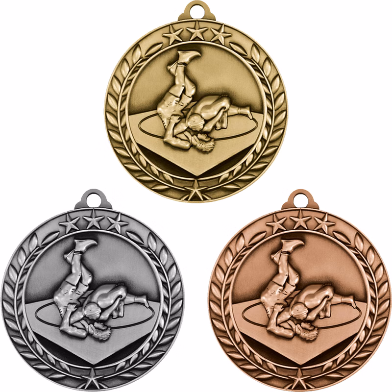 Stock Small Academic & Sports Laurel Medals: Wrestling