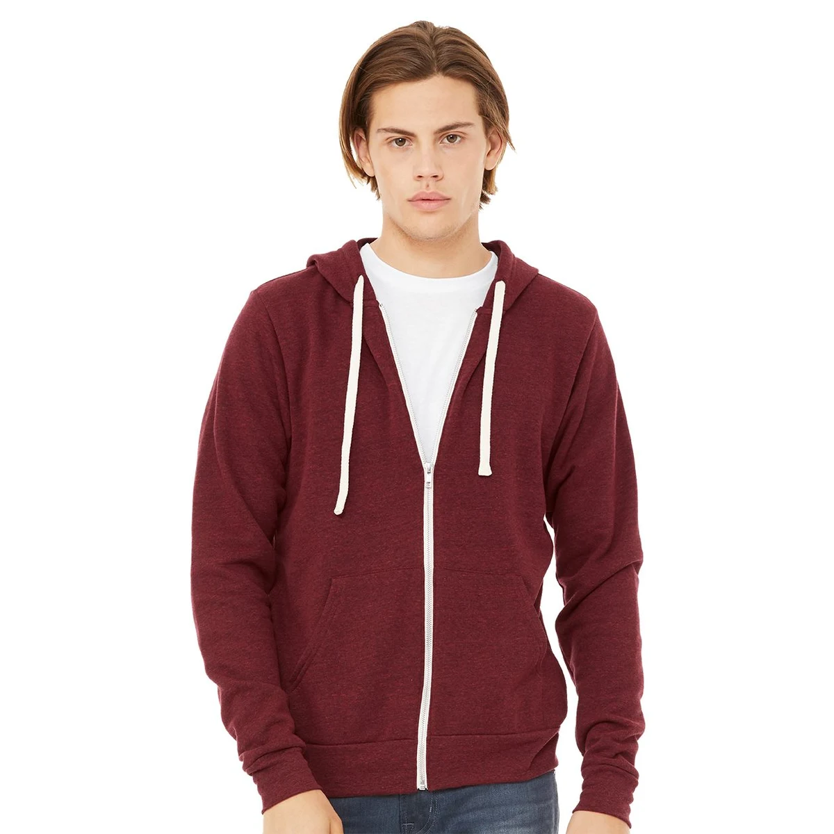 Unisex Triblend Sponge Fleece Full-Zip Hoodie Sweatshirt - 3909 1