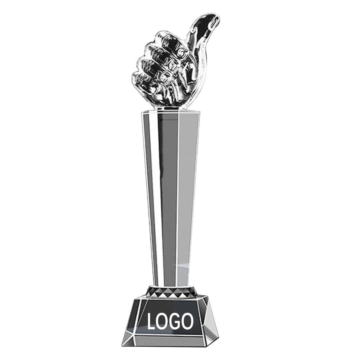 MOQ5 Engraved Thumb Up Crystal Trophy 1