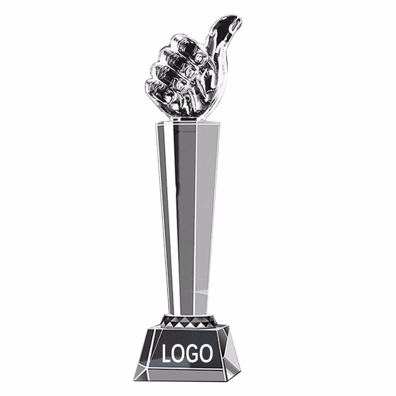 MOQ5 Engraved Thumb Up Crystal Trophy