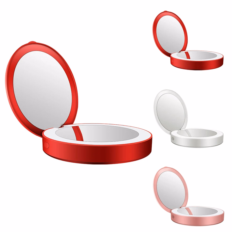 Compact Makeup Mirror with LED Lights and Power bank Charger