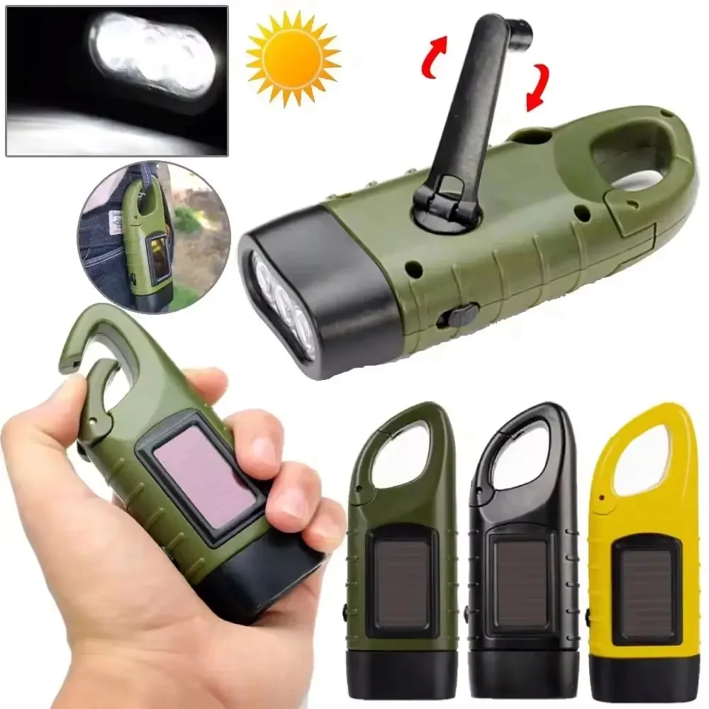Emergency Hand Crank Solar Powered Rechargeable Flashlight 1