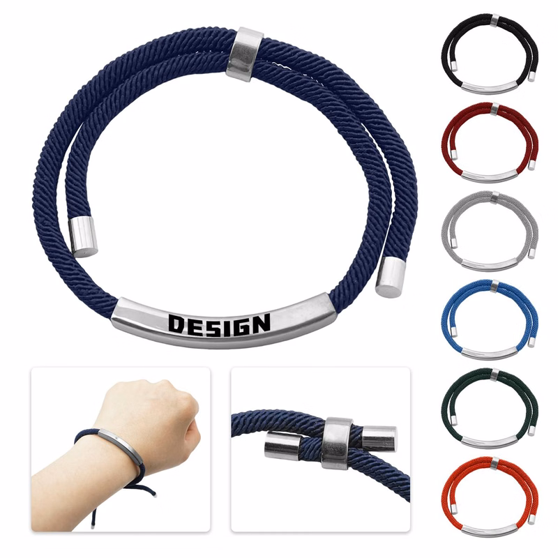 Adjustable Stainless Steel Cord Bracelet