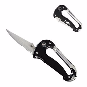 Carabiner Serrated Knife With Builtin Compass