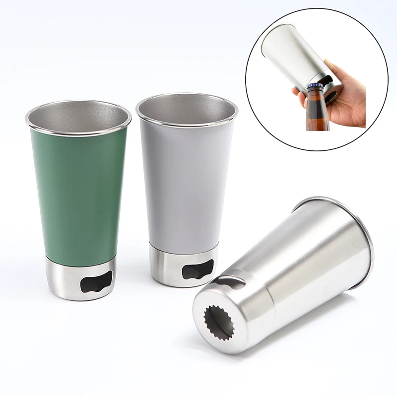 Stainless Steel Beer Mug with Beer Opener 1