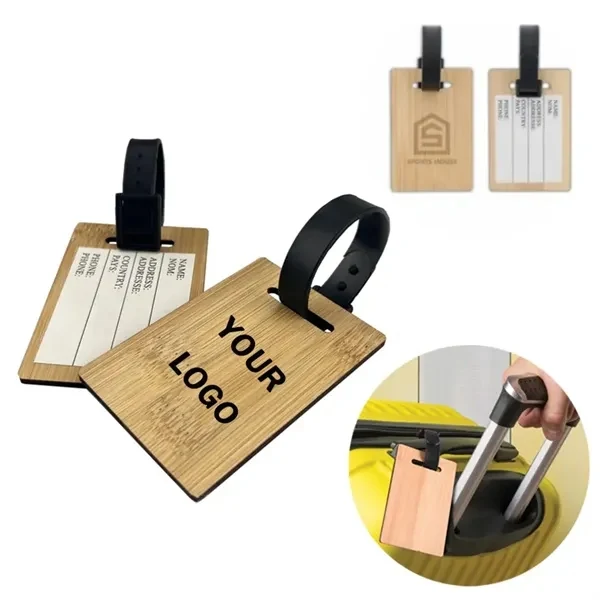 Custom Sustainable Bamboo Luggage Tag with Secure Strap — Eco Friendly Travel Accessory 1