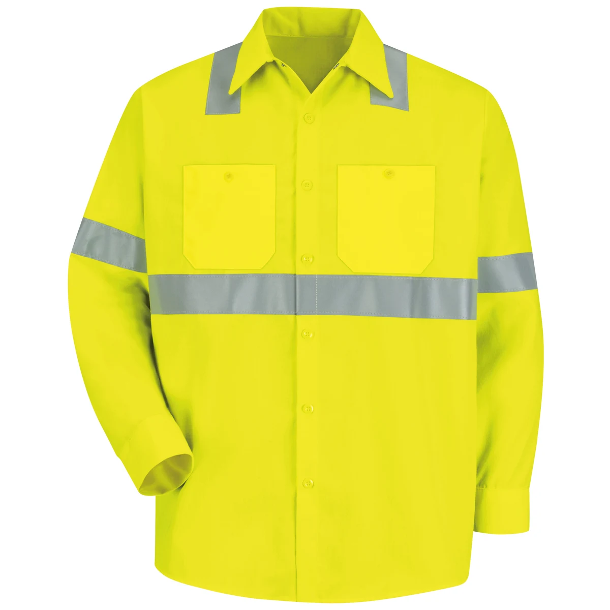 Red Kap® Men's Hi-Visibility Yellow Long Sleeve Work Shirt - Type R, Class 2 1