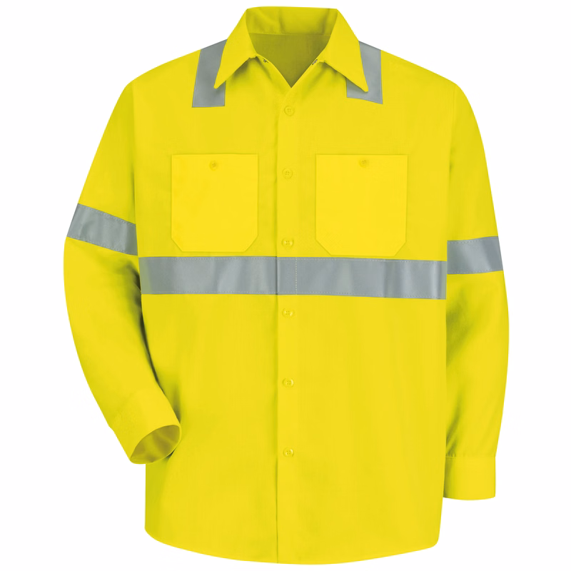 Red Kap® Men's Hi-Visibility Yellow Long Sleeve Work Shirt - Type R, Class 2