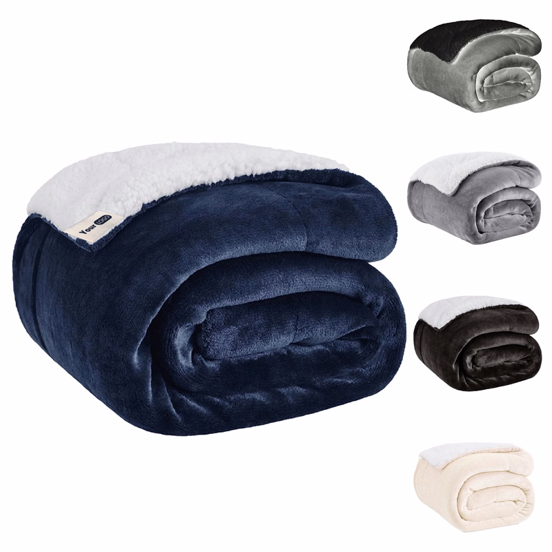 Polyester Dual-Layered Fleece Blanket With Sherpa Backing For Cozy Nights