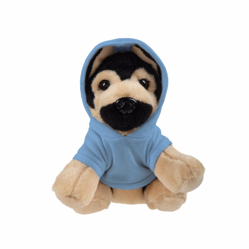 Soft Plush Sitting German Shepard wearing a Hoodie