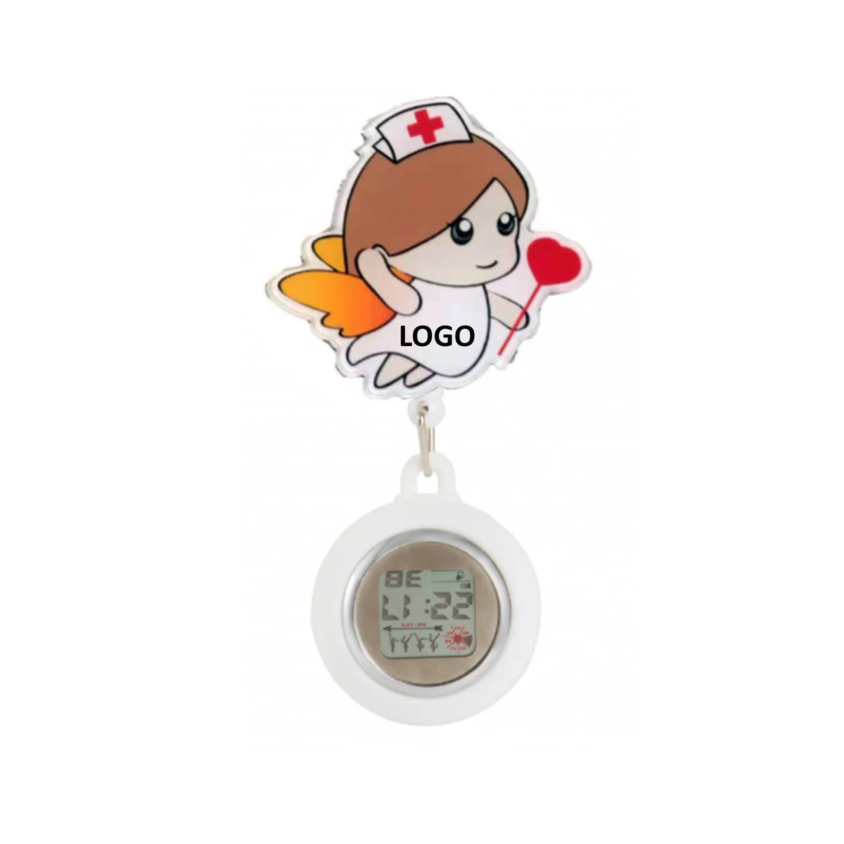 Silicone Digital Display Cartoon Pocket Clip Nurse Watch 1