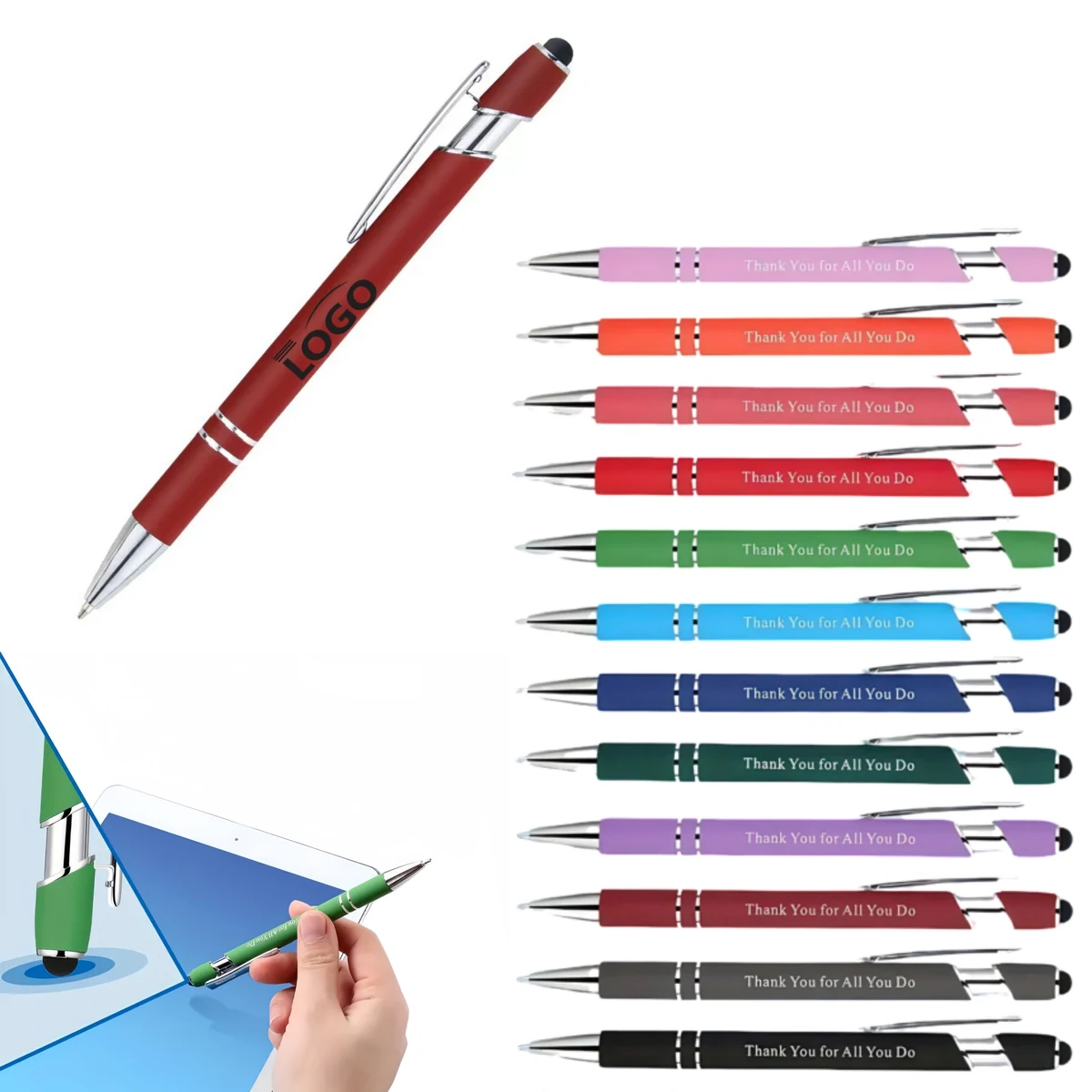 Retractable Rubberized Aluminum Stylus Ballpoint Pen 1