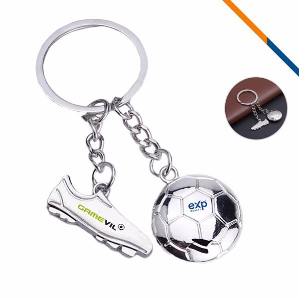 Custom Metal Soccer Shoe Keychain — Premium Full-Color Sports Fan Promo Gift