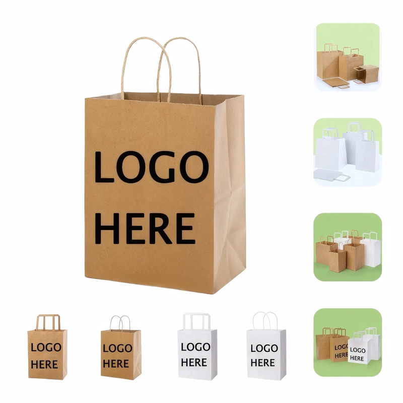 Kraft Paper Takeout Grocery Bag with Twisted/Flat Handles