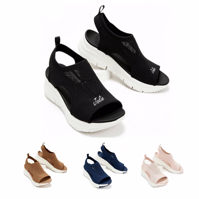 Open-Toe Wedge Sandals with Strappy Back