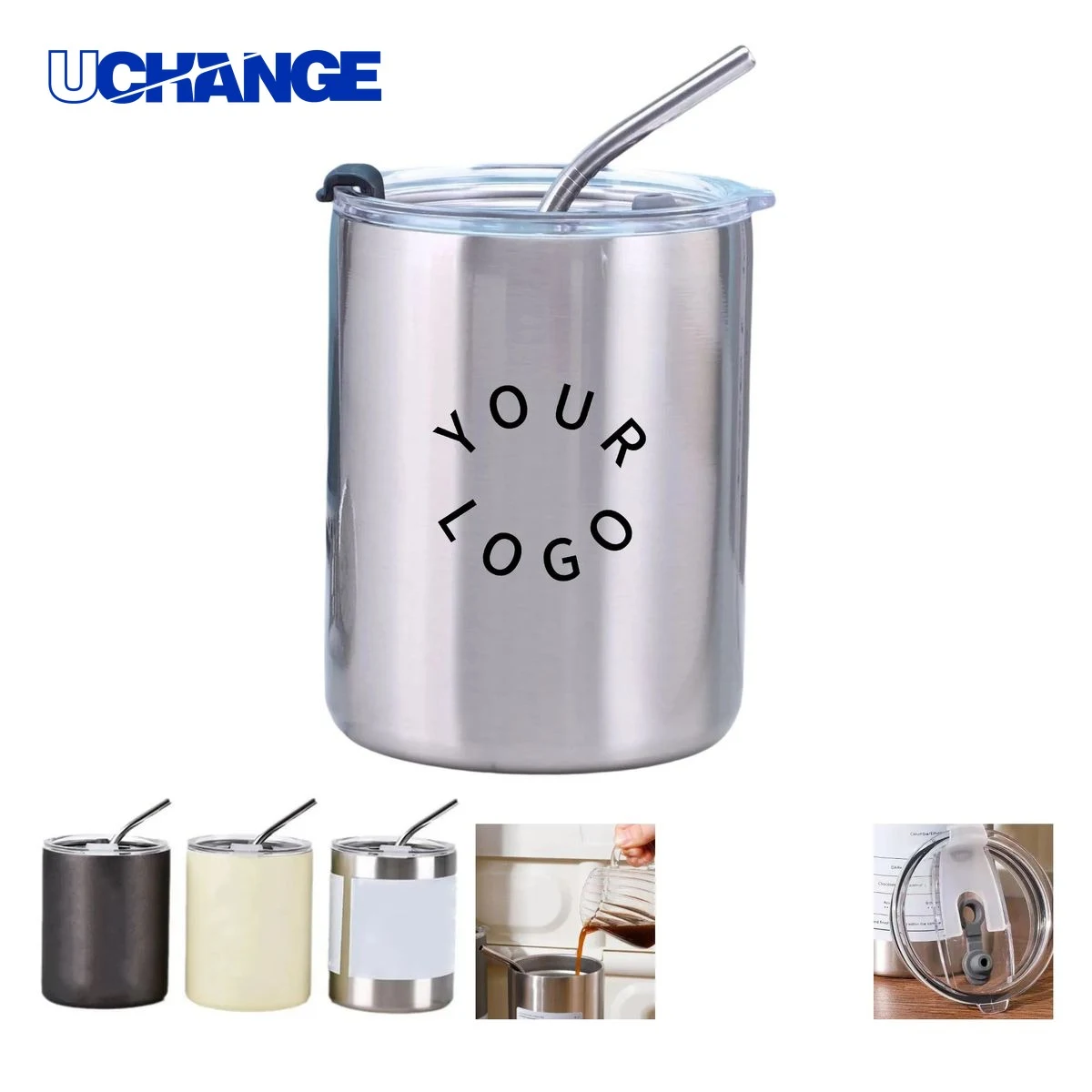 Coffee Tumbler Drinkware Travel with Lid and Straw 1
