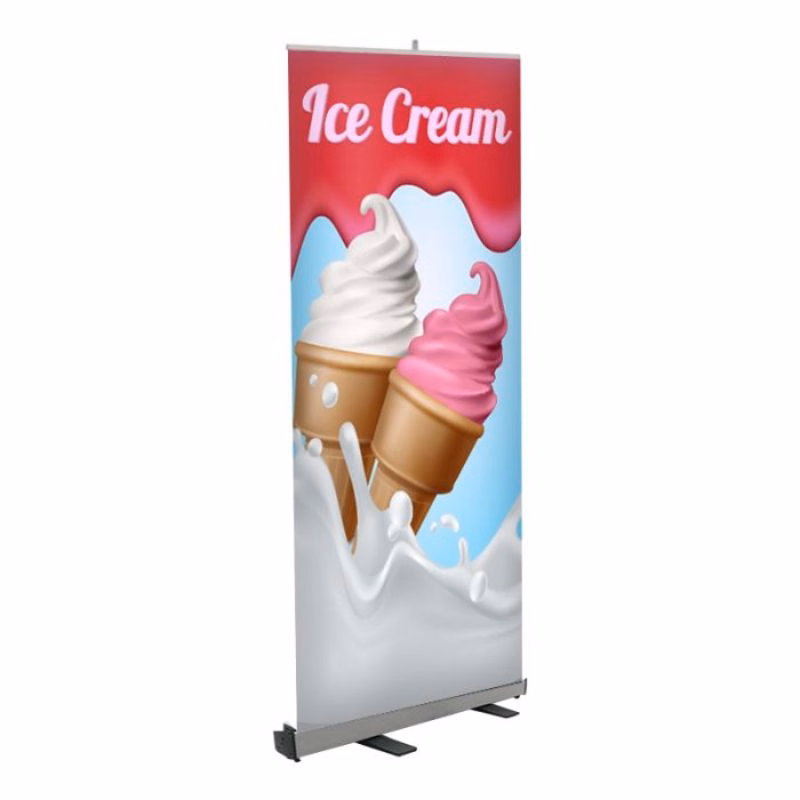 Ice Cream Pre Printed Premium Retractable Banner Multicolor 33" x 80"