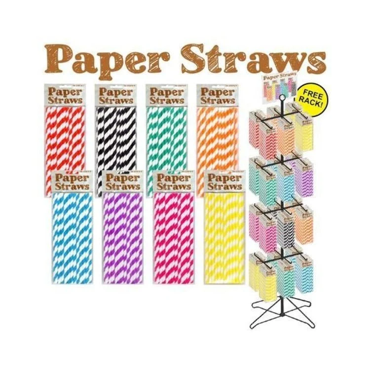 Colored Paper Straws - 36/Pack Display Included 1