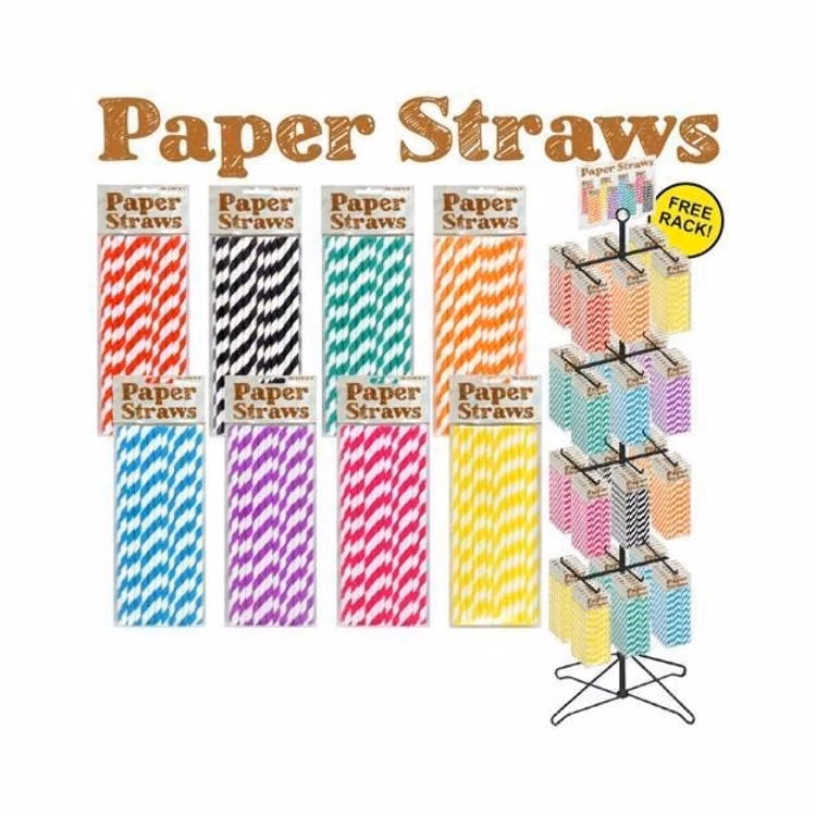 Colored Paper Straws - 36/Pack Display Included