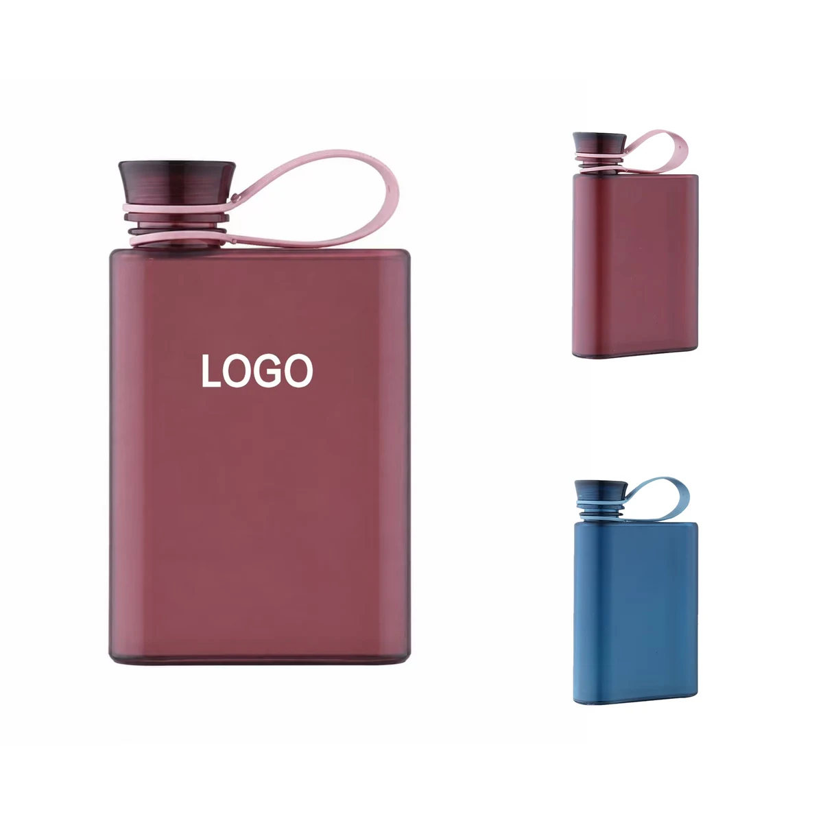 Flat Rectangular Water Bottle With Loop 1